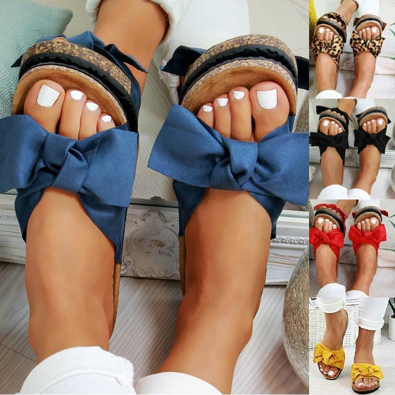 Women Flatform Bow Slides With Breathable Design For Summer Comfort**