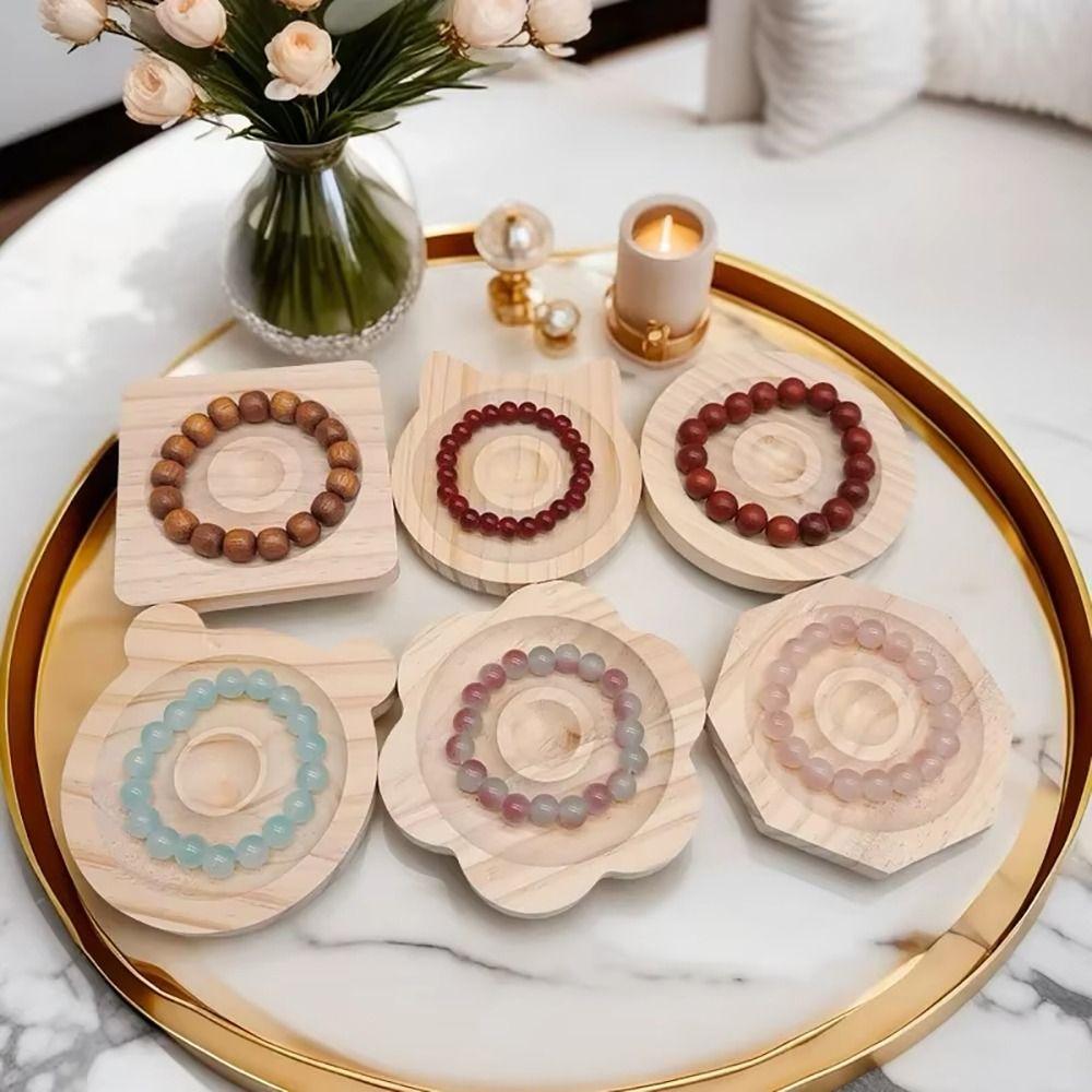 1Pcs Organizer Mat Wooden Jewelry Tray DIY 10cm Bead Design Board Wooden Bracelet Display Stand Plate