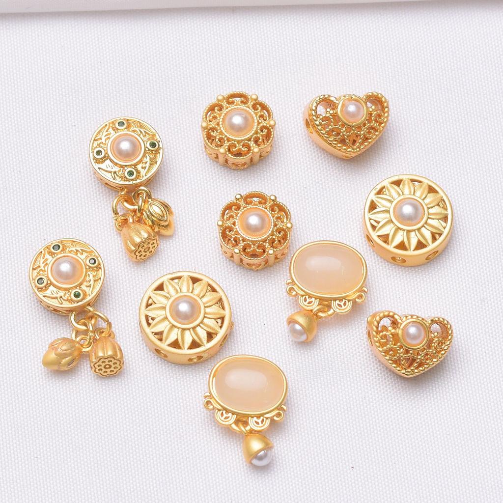 Color Retention Ancient Gold Beads Loose Beads Sand Gold Four-Leaf Clover Diy Bracelet Accessories Bracelet With Bead Accessories Bead Spacer
