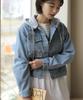 Bbaebbae Detachable Hood Button Crop Denim Jacket