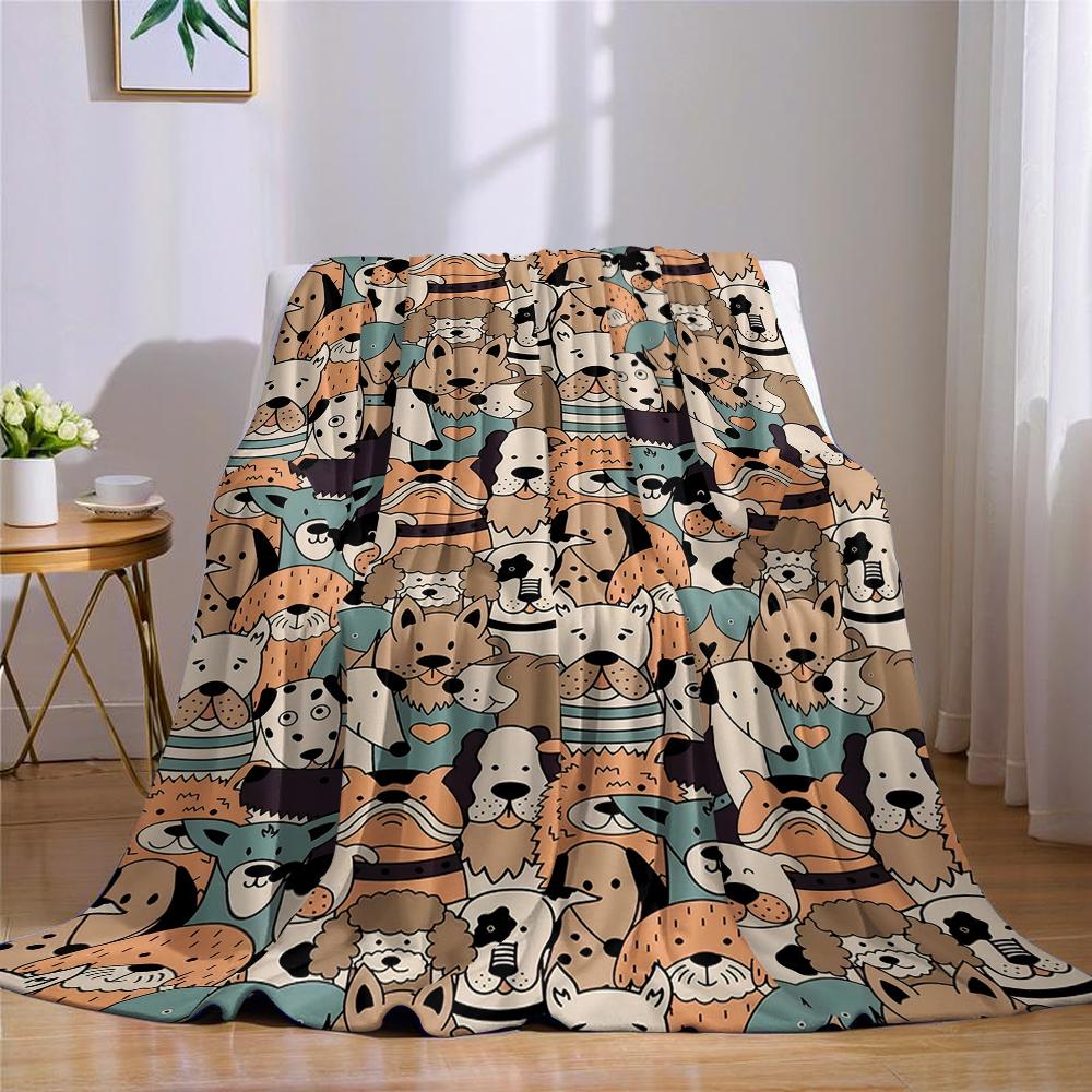 Puppy Pile Parade Flannel Blanket Warm Soft Halloween Christmas Couch Warm Cozy Decorative Decor Gift for All Season