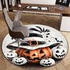 Round Crystal Velvet Rug Halloween Pumpkin Witch Hat Spider Web Theme Floor Mat Party Decor Festive Seasonal Design