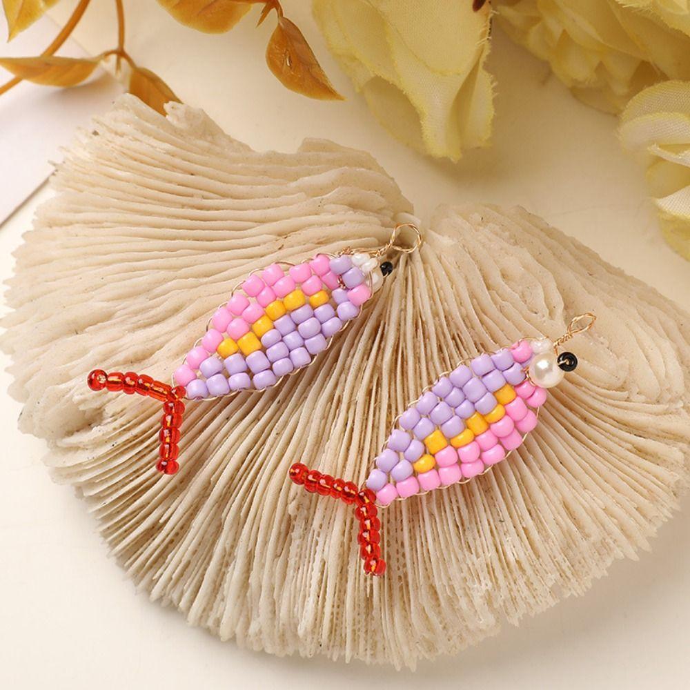 4pcs/set Cute Earring Accessories Handmade Craft 3D Fish Shaped Beads Diy Charms Colorful Cartoon Jewelry Making Material