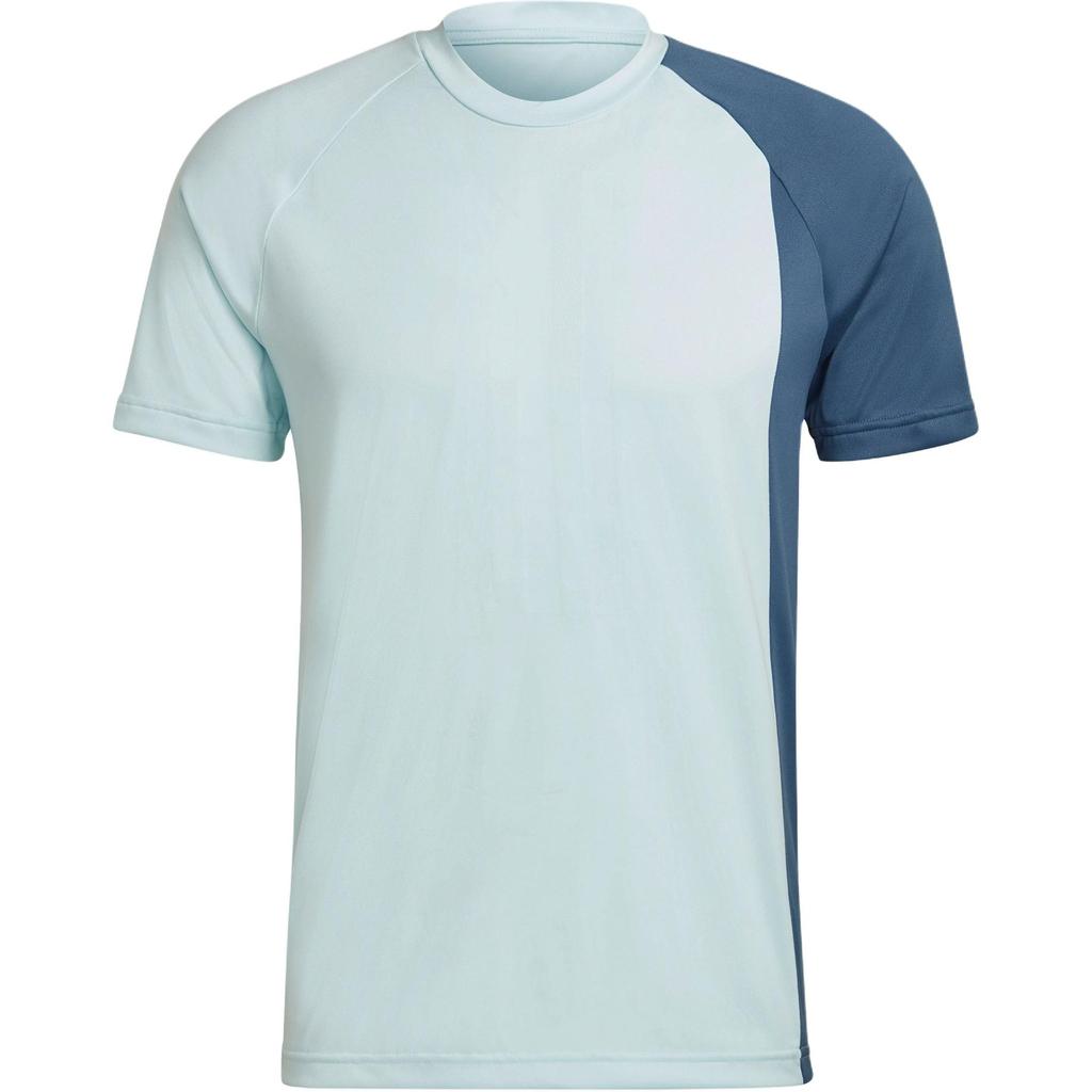 Adidas Color Block Quick Dry Crew Neck T-Shirt Men Tops Blue HZ9688