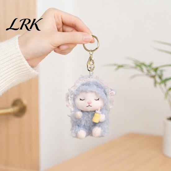 Lightweight Keychain For Backpack Plush Seated Sheep Pendant with Metal Ring for Stylish Key Keys, Soft Cute Lamb Keychain, Stuffed Animal Bag Charms