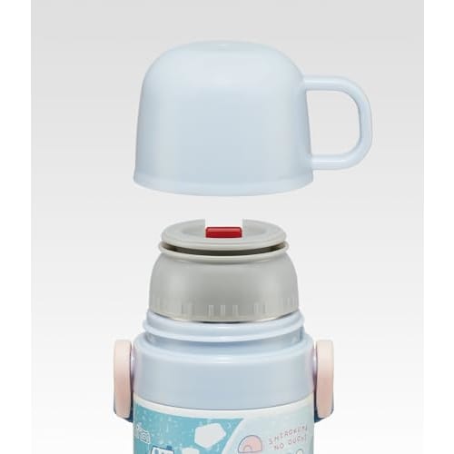 Skater Children's Water Bottle, 2-Way, 470ml (Direct Drinking) and 430ml (Cup Drinking), Sumikkogurashi Polar Bear Hometown Design, Girls' Stainless S