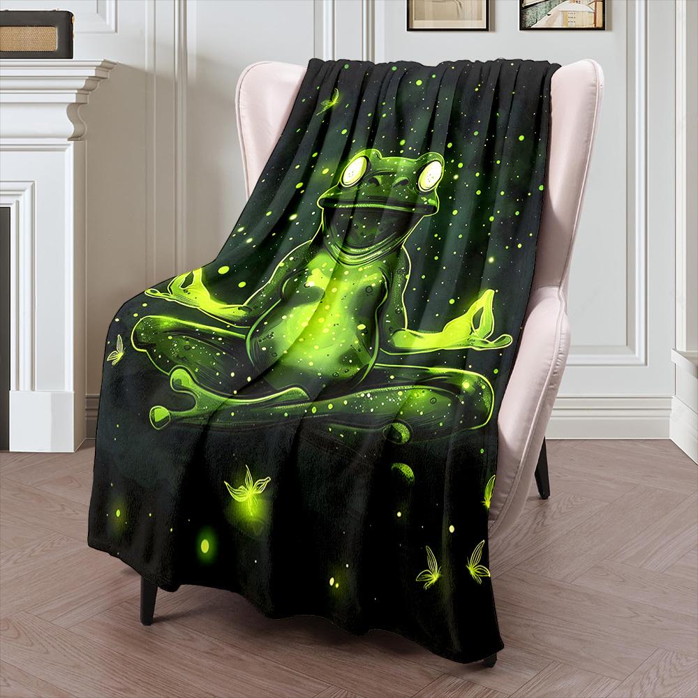 Frog Star Flannel Blanket – Soft Lightweight Throw – All-Season for Couch Bed Camping – Machine Washable Gift