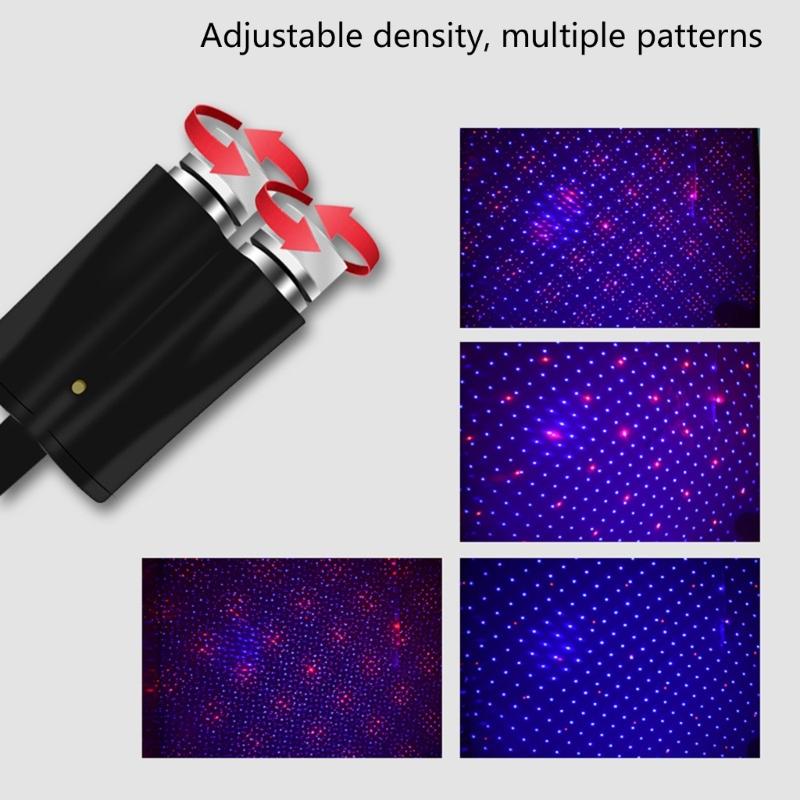 Automotive Roof Interior Atmosphere Light Adjustable Starry Projection USB Powered PVC Material Easy USB Plug Operation