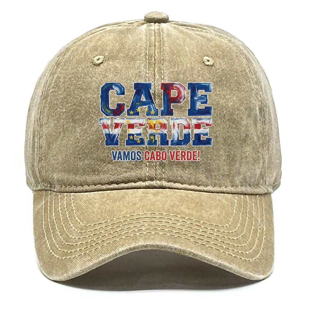 "CAPE VERDE" "VAMOS CABO VERDE" Flag Printed Snapback Baseball Cap , Adjustable Sun Hat Headwear Lightweight Stylish Vintage Man's Cap