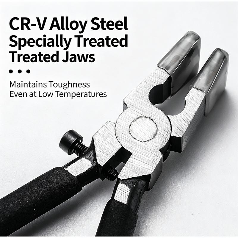 Professional Glass Tile Nipper 8 Inch Heavy Duty Carbon Steel Ceramic Breaker Pliers with Adjustable Screw for Stained Glass