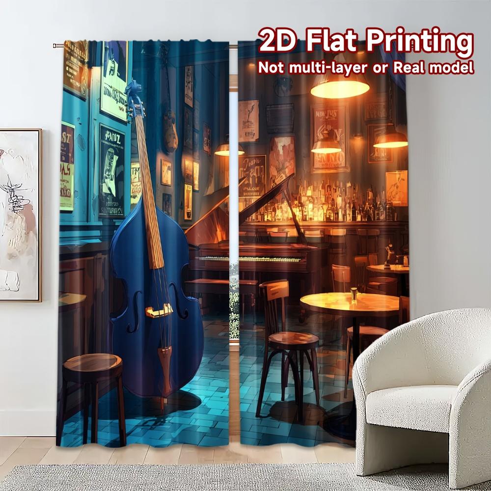 Set Of 2 Flat Printing Curtains Without Rod Jazzlounge Print Popular Fabric Insulation Room Curtain With Thermal Polyester