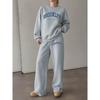 Bedrucktes Damen-2-Teile-Set: Rundhals-Sweatshirt & Hose mit Kordelzug und geradem Bein, Herbst/Winter Loungewear