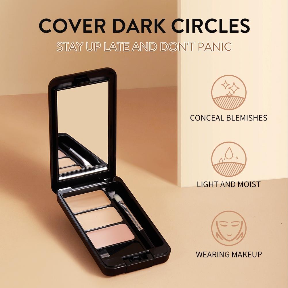 GECOMO Paleta Korektorów 3 Kolory Pełne Krycie Krycie Cieni pod Oczami Trądzik Rozjaśnianie Skóry Kremowy Korektor