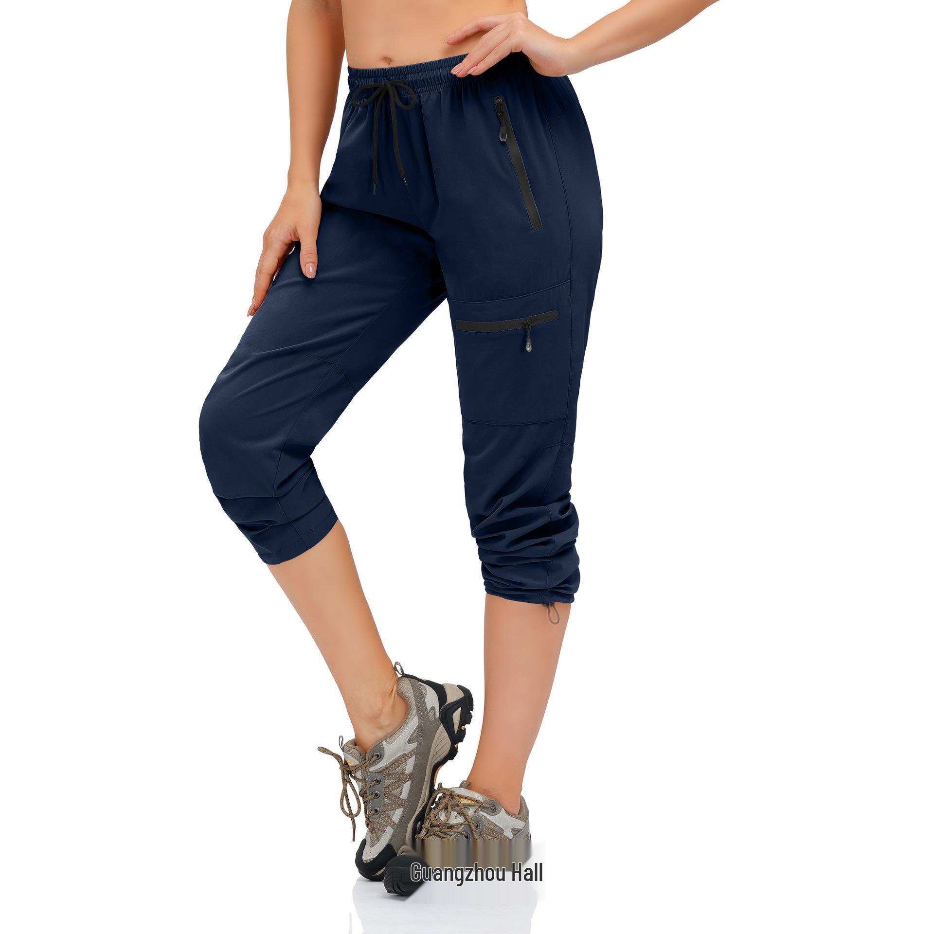 

Женские быстросохнущие брюки для бега и пешего туризма - Дышащие, Эластичные, Свободного кроя Small темно-синий