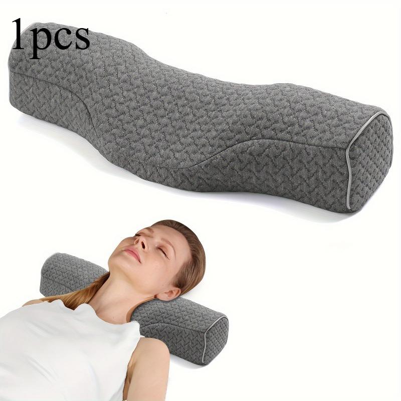 

1 шт. Подушка из пены с эффектом памяти для шеи Эргономичная поддержка шеи для выравнивания позвоночника Сон Путешествия | Контурная подушка с медленным восстановлением 45x15x10cm серый