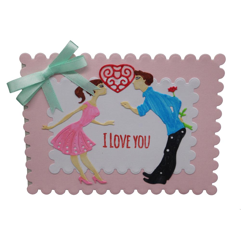 Lover's Love Framework Metal Silvery Stencil Embossing Cutting Dies For Diy Scrapbooking Paper Album Cards Making
