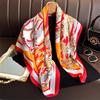 Versatile British-Style Silk Square Scarf - 90cm Solid Color Shawl & Headscarf