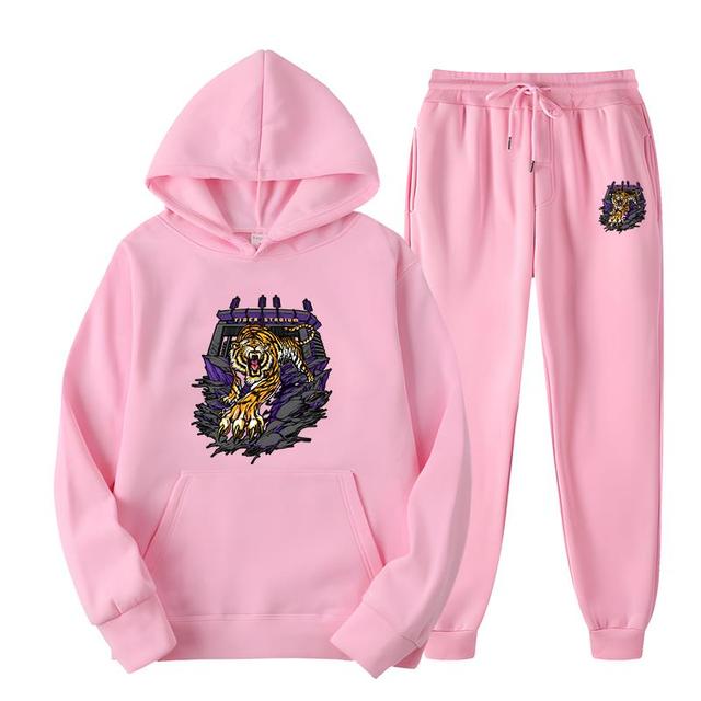 Gothic Retro Fierce Tiger Print Women's Spring and Autumn New Original Design Hoodie Set Pure Cotton Oversized Street