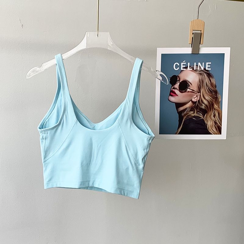 Lu Same Sports Vest Women's Summer Thin Semi-Fixed Cup Nude Feel Shaping Yoga Intimates U-Shaped Yoga Vest