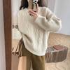 Solid color twist sweet and gentle round neck pullover sweater women's autumn and winter new fashion age-reducing knitted sweater top