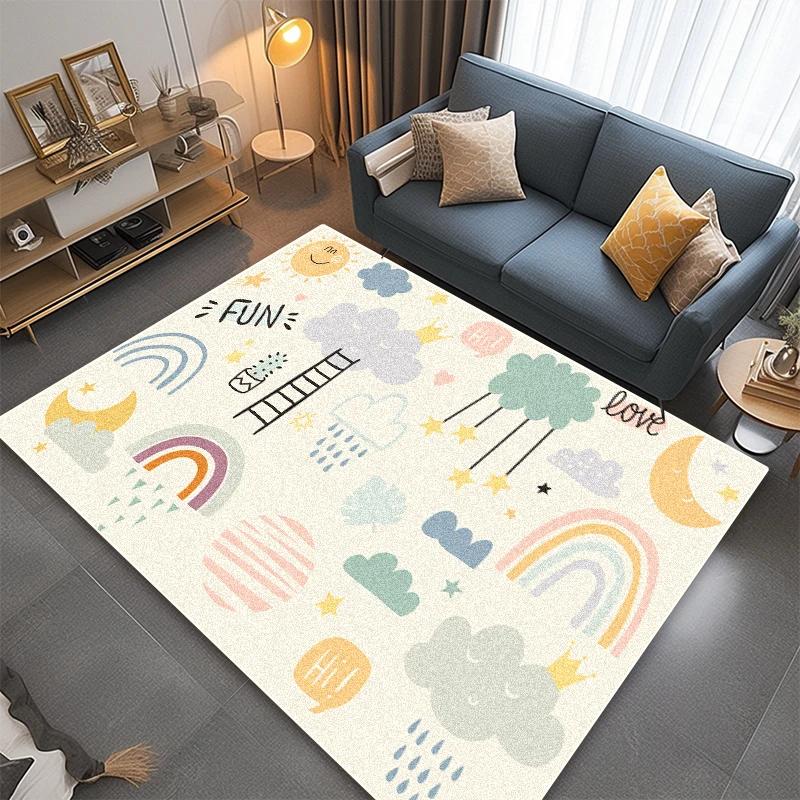 Cute Children Carpet for Living Room Decoration Home Non-slip Cartoon Rug Baby Bedroom Bedside Tatami Soft Play Mat Customizable
