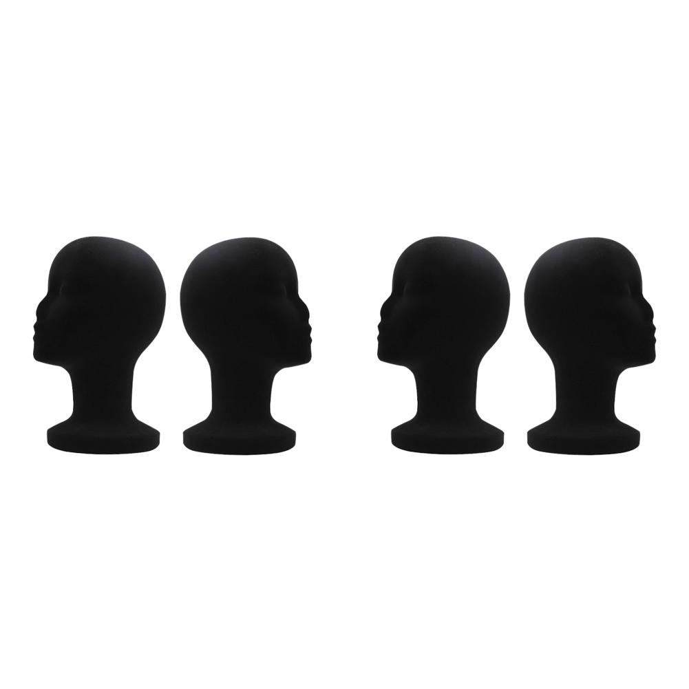 

Модный манекен из пенопласта с женской головкой для стойки для парика и очков (черный)