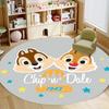 Cute Chip 'n' Dale print round floor mat, home rug decoration, cartoon welcome doormat, non-slip and stain-resistant.