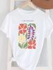 (Asian Size) Short Sleeve Women's Top T Female Print  Fashion ladies O-neck Casual trend lovely flower cute Clothing  Graphic Tee T-shirts