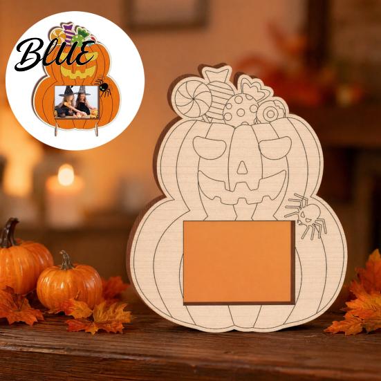 Einfache Montage Holz Bilderrahmen DIY Rahmen Foto Dekor Kürbis Holz Halloween für Kinder Basteln Anpassbar Unfertig Hohl Party