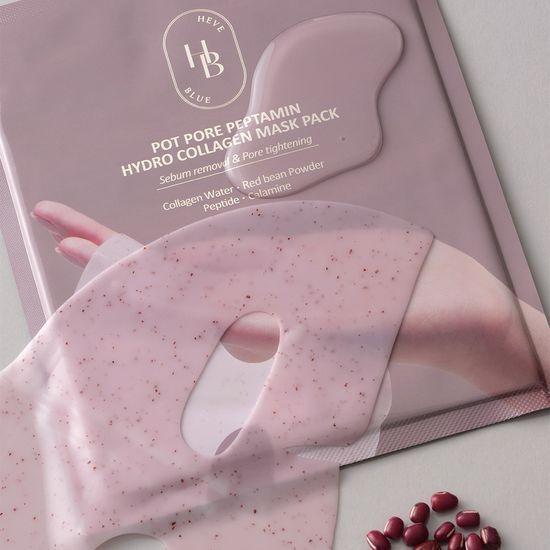 HEVEBLUE Red Bean Pore Peptamine Hydro Collagen Mask Pack (4 Sheets)