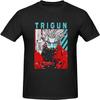 Trigun Anime Men's T-Shirts Cotton Short Sleeve Crew Neck Fashion Graphic Print Tees Black