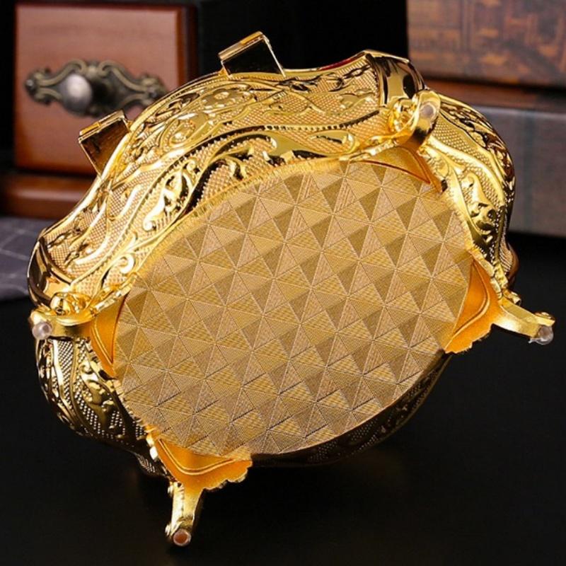 Ellipsoid Necklace Storage Box European Style Golden Jewelry Organizer Alloy Earrings Case Ring Storage Jar Dresser Display