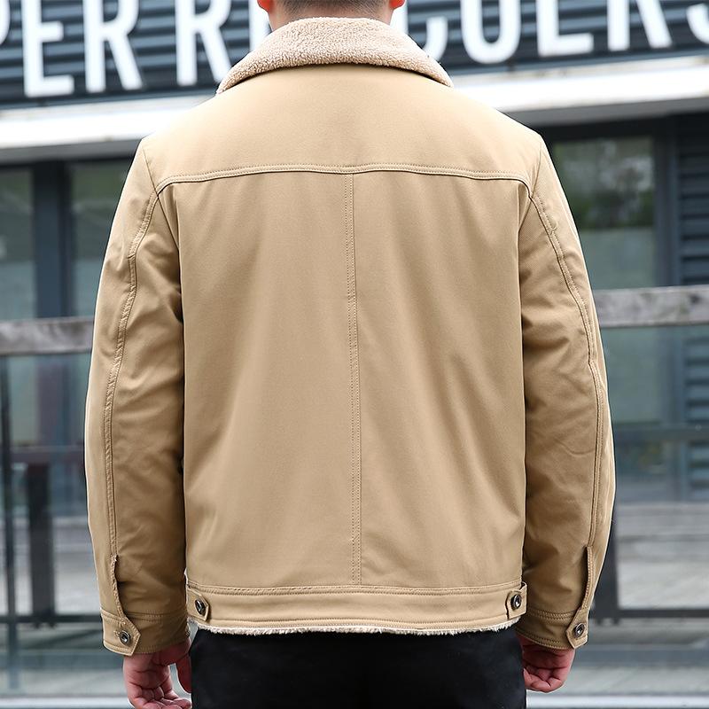 Winter Men's Lamb Wool Jacket Men's Fleece Thickened Men's Thermal Cotton-padded Jacket Lapel Casual Sports Jacket