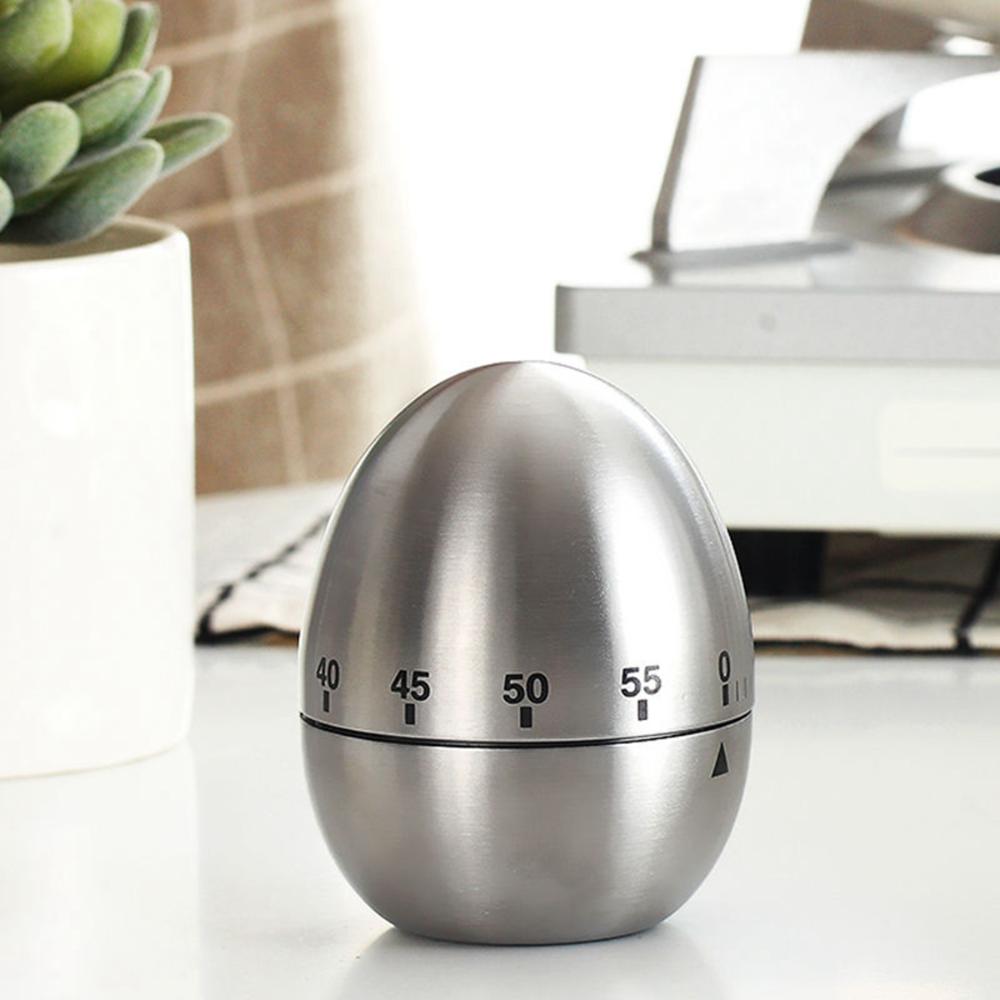 Cute Egg Shaped 60 Minutes Visual Stainless Steel Kitchen Timer Alarm Clock Countdown Reminder