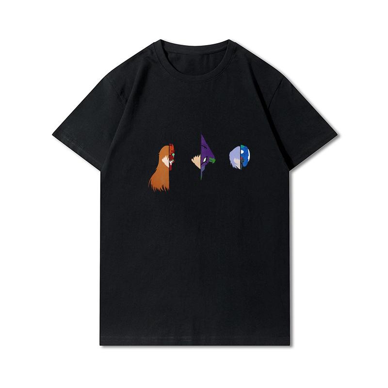 Herre Premium bomull Harajuku T-skjorte Evangelion Asuka Plakat Anime skjorte print T-skjorter Funny Style rundhals bomull T-skjorte Uformelle T-skjorter
