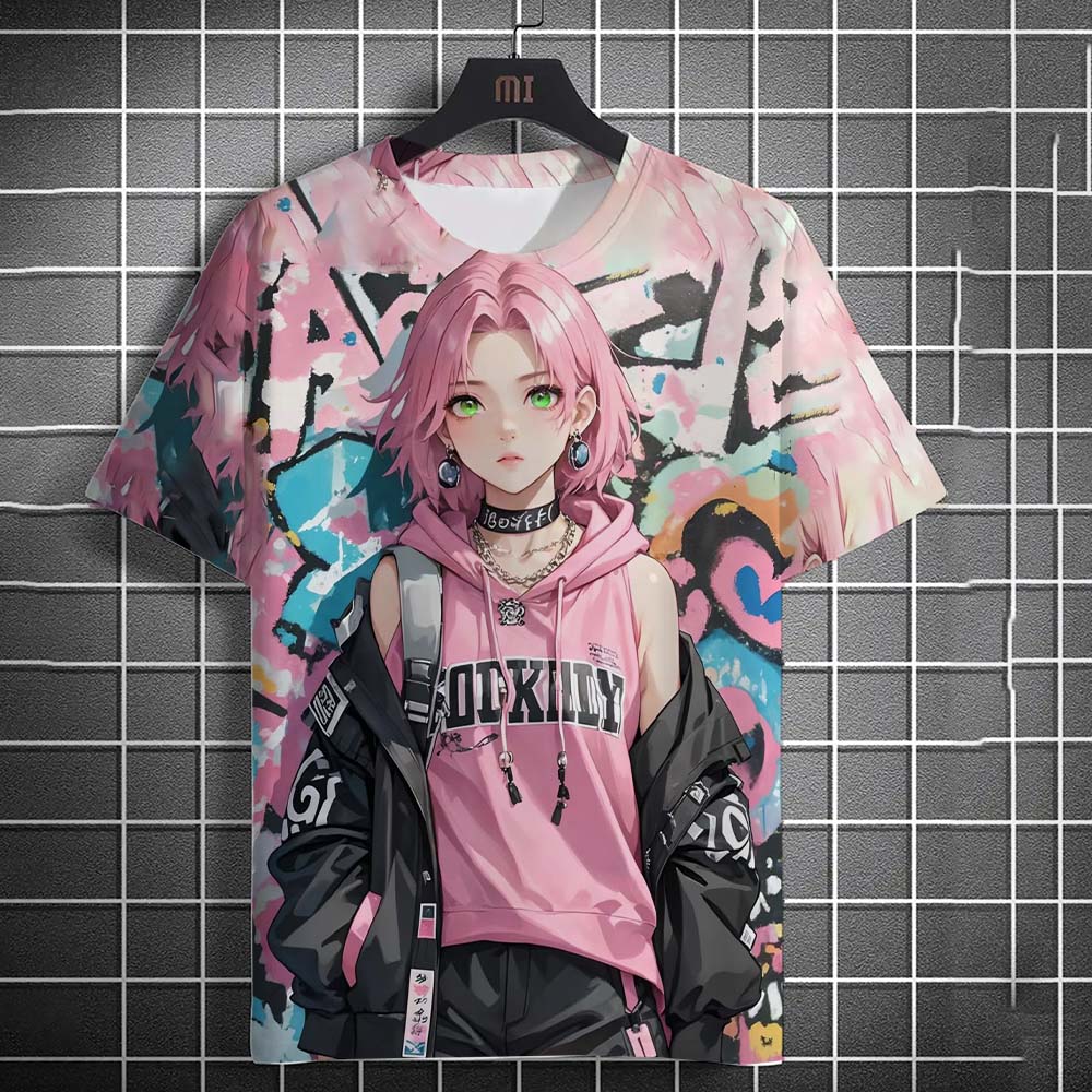 Sexy Anime Girl 3d Print T shirt Tops Men's Women's Fashion Sports Large size Tops Tees Sexy Girls Summer Tshirt Kids Clothing