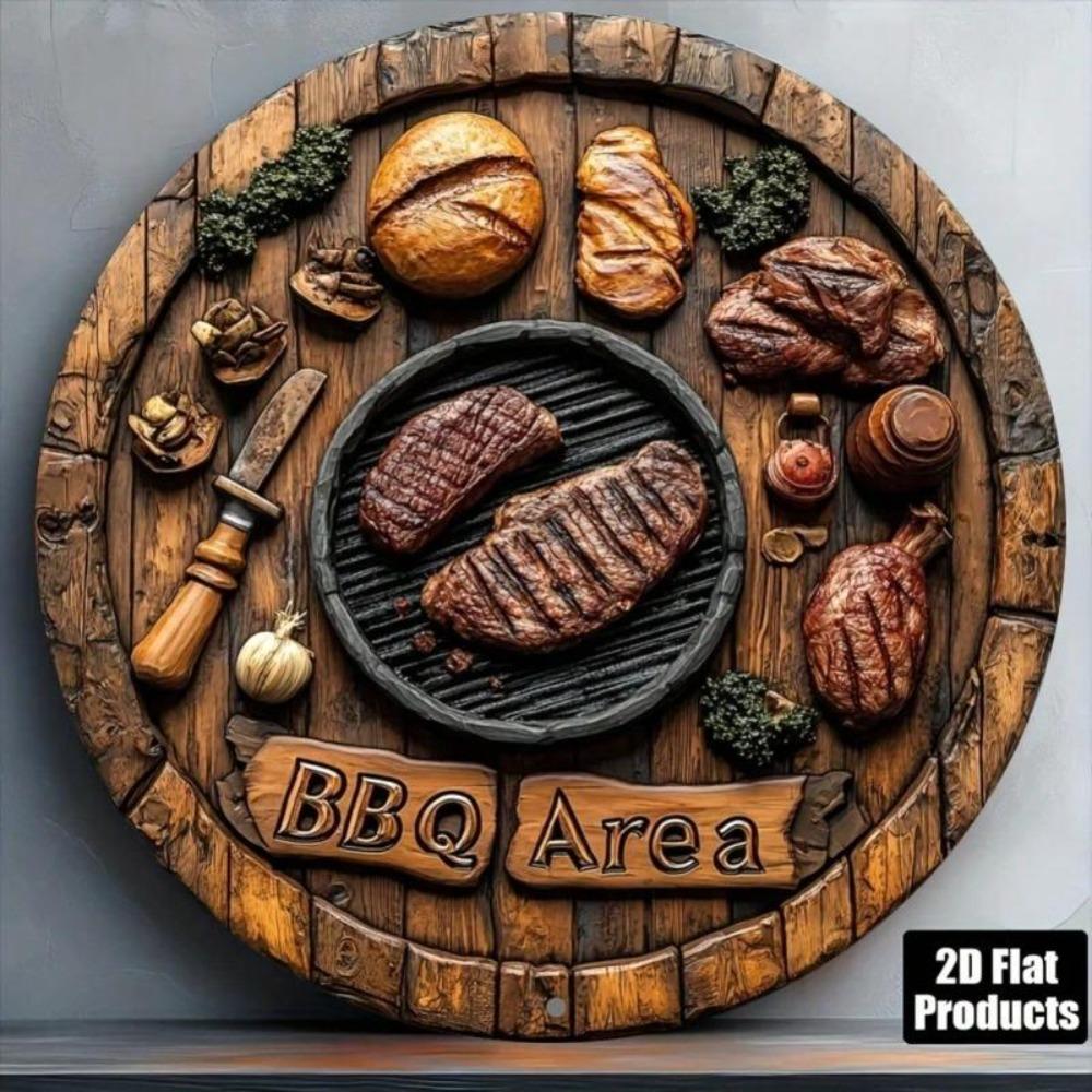 Βίντατζ Μεταλλική Τέχνη Τοίχου για BBQ Κυκλικό Σημάδι Διακόσμησης Ψητού Κρέατος