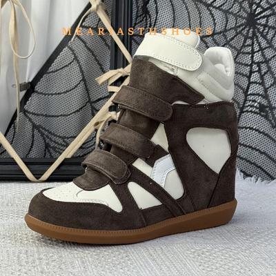 Chaussures de sport décontractées de marque de luxe pour femmes Automne/hiver Nouveau style, Semelle intérieure 6,5 cm Chaussures de course montantes pour voyage