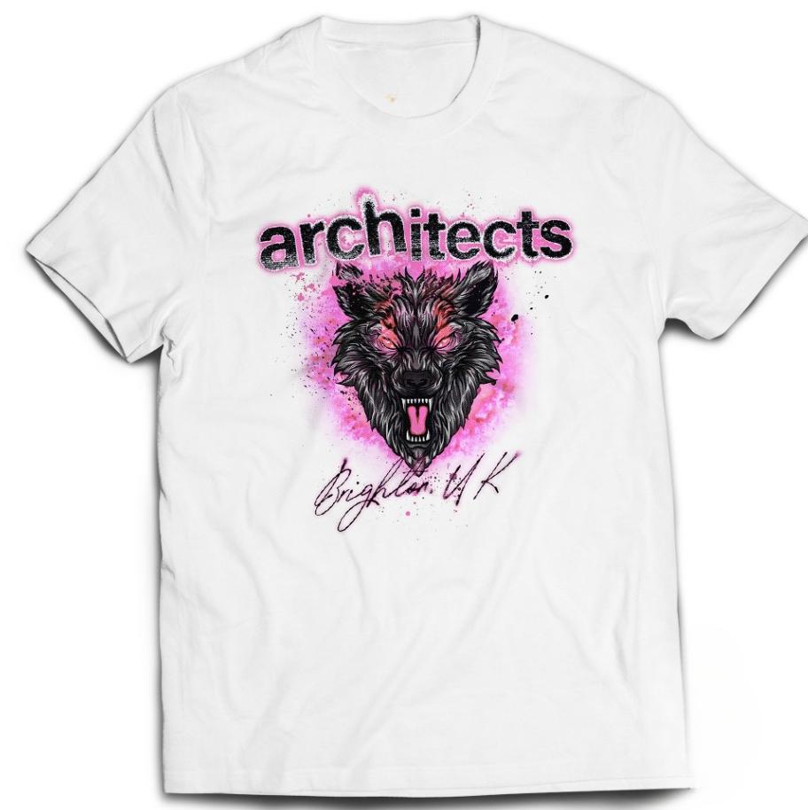 

Kaos Band Architecture Firm Print Red TShirt Metal Jacket Streetwear for Both Unisex and Women 4XL