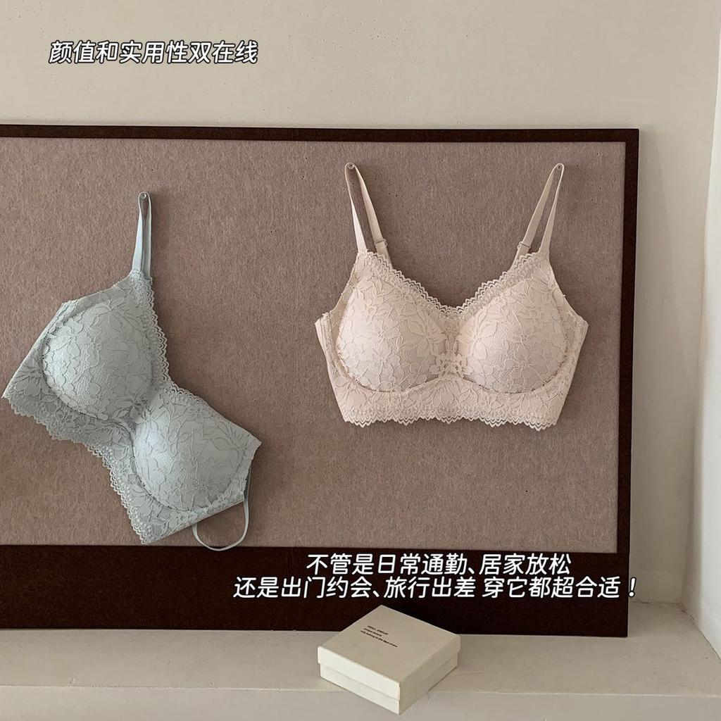 Pure Desire Style Sexy Lace Seamless Small Breasts Gather To Show Big and High Value Integrated Fixed Cup Bra