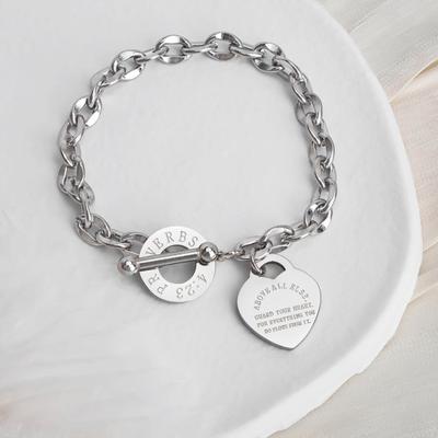 Damen-Armband, Edelstahl, Kette, Herz-Anhänger, Titanstahl, individueller Buchstabe, beschriftet, einfarbig, glatt, exquisiter Handgelenkschmuck