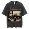 Deftones Dripping Skull Rissiges Logo Doppelseitiges Vintage-Waschung Übergroßes T-Shirt, Unisex Alternative Metal Fan Streetwear Tee, 100% Baumwolle Lässig