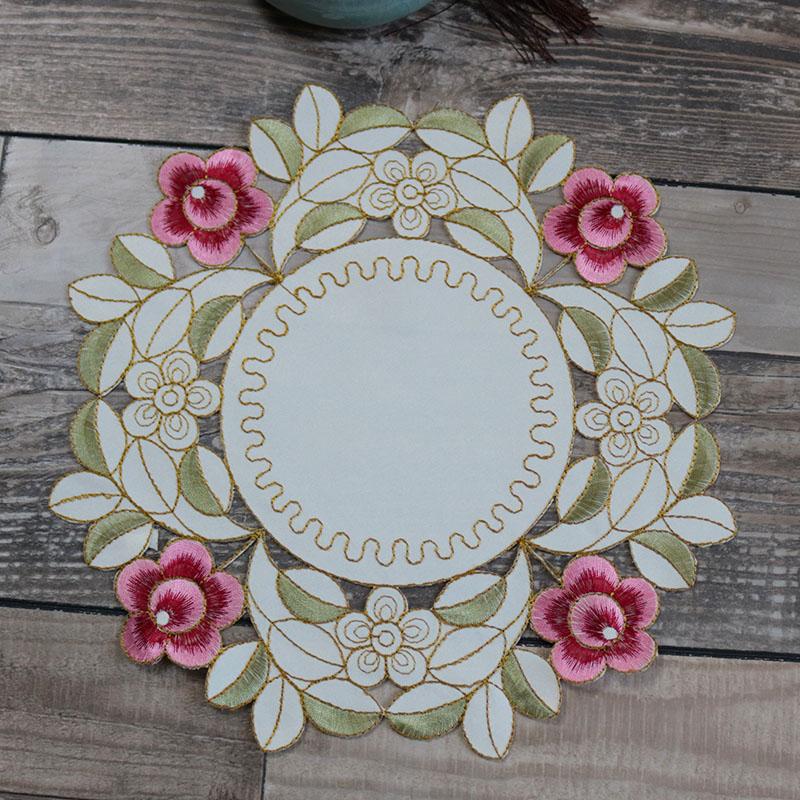 Europe Rose Flower Embroidery Table Place Mat Cloth Wedding Christmas Dining Placemat Kitchen Table Decoration and Accessories