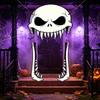 Front Door Background Decor Halloween Giant Skull Banner, Spooky Skeleton Porch Hanging Creative Scary Entrance Banners for Yard, Outdoor Party