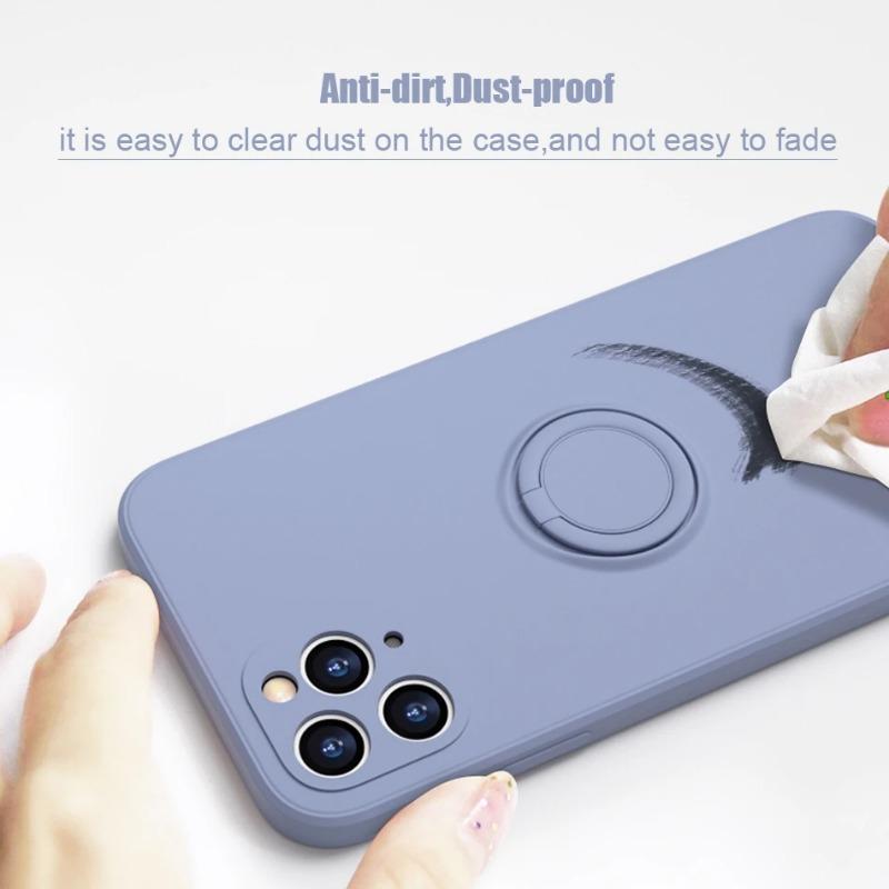 Luxury Liquid Silicone Metal Ring Holder Phone Case for Honor 20 30 30s V30 V40 50 SE 60 70 80 90 Pro Back Cover with Lanyard Shockproof