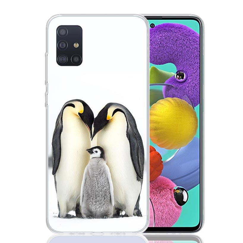 Penguins Love At The North Pole Phone Case For Samsung Galaxy A52 A32 A22 A12 A02S A50S A30S A51 A31 AA71 Note 20 Ultra 10 S10 P
