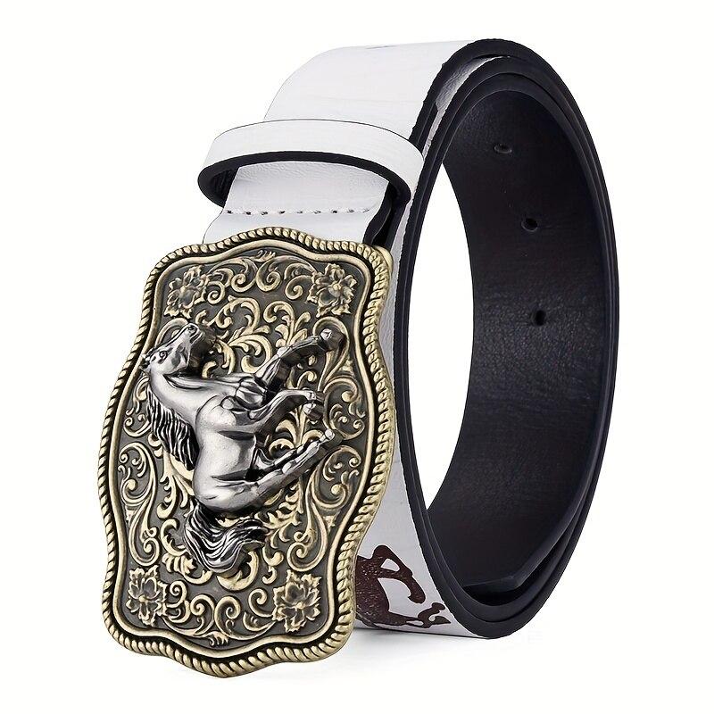 Cowboy Belt Women's Belt Intage Cool Galloping Horse Buck Head Belt, Fashionable Technical Y2K Style Printed Belt Men's Belt
