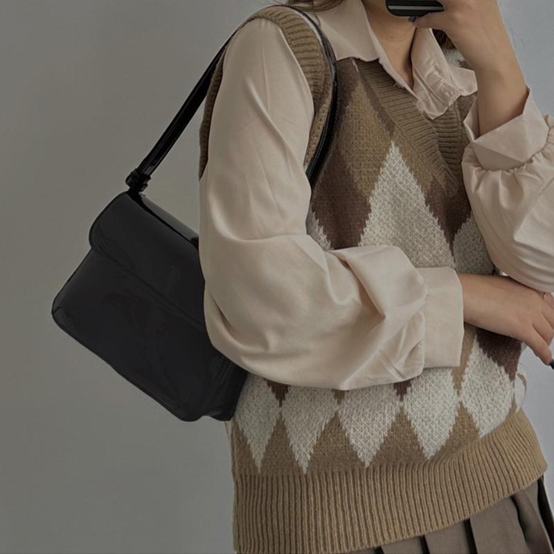 

Классическая красная глянцевая сумка через плечо для женщин из искусственной кожи с застежкой-застежкой, женская сумка через плечо для поездок на работу, женские сумки и кошельки