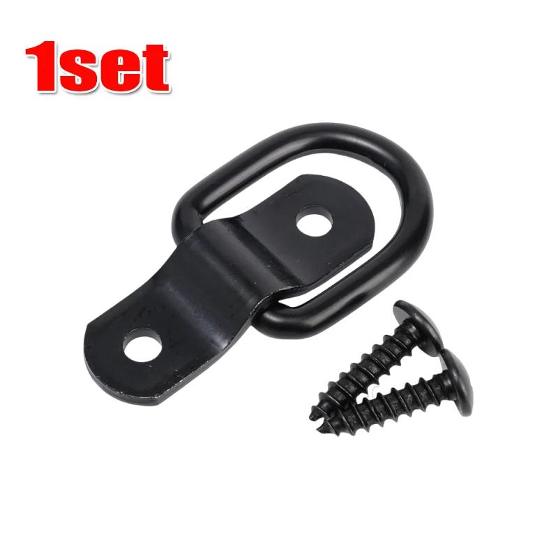 Heavy Duty D-Ring Pull Hook Stainless Steel Trailer Tie Down Anchor Black Secure Cargo Car Truck Enclosed Multi Purpose Mount