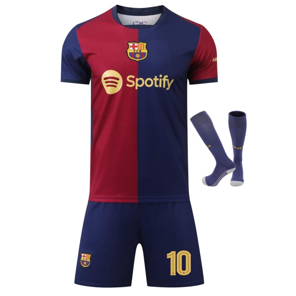 Barcelona Yamal Kids Soccer Jersey Blue Youth Athletic Sportswear Breathable Quick-Dry